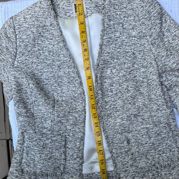 SPRING SALE! Anne Klein suit jacket black and white boucle cream satin lining - Picture 5 of 6